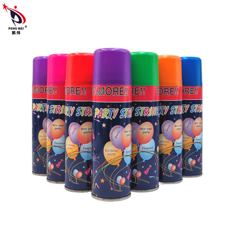 Niet-giftig Silly String Spray Makkelijk te reinigen Kleurrijke Kerst Halloween Party Crazy String
