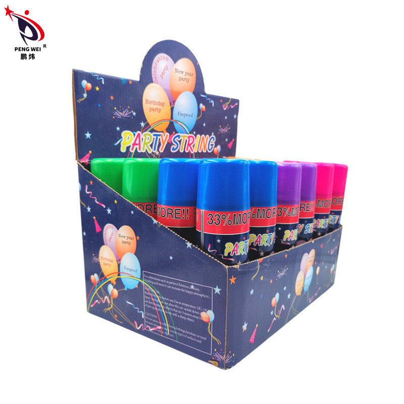 Niet-giftig Silly String Spray Makkelijk te reinigen Kleurrijke Kerst Halloween Party Crazy String